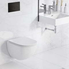 Swiss Madison St. Tropez Wall-Hung Toilet Bundle 0.8/1.6 GPF Dual Flush with Black Flush Plate - SM-WT0802