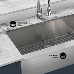 Swiss Madison Rivage 36" x 21" Stainless Steel, Single Basin, Farmhouse Kitchen Sink with Apron - SM-KS761 - The Home Selection