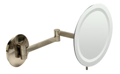 Alfi Wall Mount Round 9" 5x Magnifying Cosmetic Mirror with Light - Brushed Nickel
