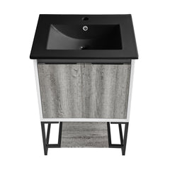 Swiss Madison Marseille 24 in. Gray Oak Bathroom Vanity With Black Ceramic Sink Top - SM-BV142MB
