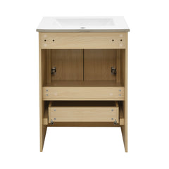 Swiss Madison Virage 24 in. Brown Oak Bathroom Vanity With Ceramic Sink Top - SM-BV730LK - The Home Selection