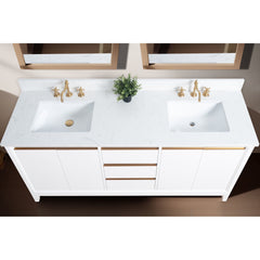 Vanity Art 72-Inch Bathroom Vanity: Double Sink, Ceramic Top, Soft-Closing Doors & Drawers, Solid Wood Frame - CVH72D