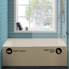 Swiss Madison Voltaire 54" X 30" Right-Hand Drain Alcove Bathtub with Apron in Bisque - SM-AB550BQ - The Home Selection