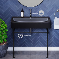 Swiss Madison Carré 36" Console Sink Matte Black Basin w/ Legs - SM-CS7 - The Home Selection