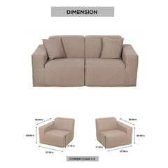 Deko Living 2 Place Seating Compressed Foam Sectional Sofa - CIF50 - The Home Selection