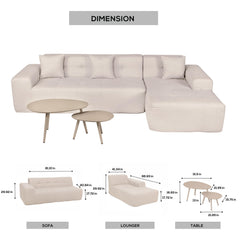 Deko Living 3-Piece Compressed Foam Sectional Sofa Lounger & Table Set - CIF50 - The Home Selection