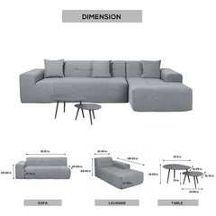 Deko Living 3-Piece Outdoor Compression Foam Sofa and Table Set - The Home Selection