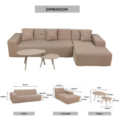Deko Living 3-Piece Outdoor Compression Foam Sofa and Table Set - The Home Selection
