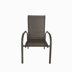 Deko Living 4 Place Seating Champagne Outdoor Aluminum Round Patio Dining Table and Stackable Chairs Set - COP30804 - The Home Selection