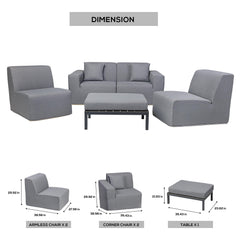 Deko Living 4 Place Seating Compressed Foam Sectional Sofa and Ottoman Set - CIF50 - The Home Selection
