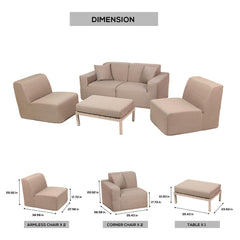 Deko Living 4 Place Seating Compressed Foam Sectional Sofa and Ottoman Set - CIF50 - The Home Selection