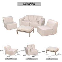 Deko Living 4 Place Seating Compressed Foam Sectional Sofa and Ottoman Set - CIF50 - The Home Selection