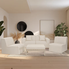 Deko Living 4 Place Seating Compressed Foam Sectional Sofa and Ottoman Set - CIF50 - The Home Selection