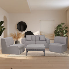 Deko Living 4 Place Seating Compressed Foam Sectional Sofa and Ottoman Set - CIF50 - The Home Selection