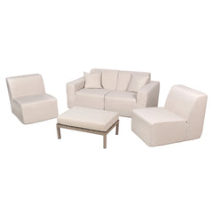 Deko Living 4 Place Seating Outdoor Compressed Foam Sectional Sofas and Ottoman Set - The Home Selection