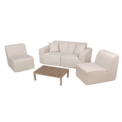 Deko Living 4 Place Seating Outdoor Compressed Foam Sectional Sofas and Ottoman Set - The Home Selection