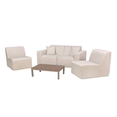 Deko Living 4 Place Seating Outdoor Compressed Foam Sectional Sofas and Ottoman Set - The Home Selection