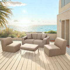 Deko Living 4 Place Seating Outdoor Compressed Foam Sectional Sofas and Ottoman Set - The Home Selection