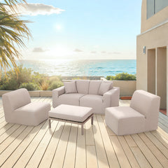 Deko Living 4 Place Seating Outdoor Compressed Foam Sectional Sofas and Ottoman Set - The Home Selection