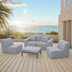 Deko Living 4 Place Seating Outdoor Compressed Foam Sectional Sofas and Ottoman Set - The Home Selection