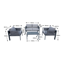 Deko Living 4 Place Seating Outdoor Gray Sofa and Table Set - COP30014 - The Home Selection