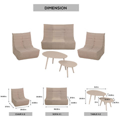 Deko Living 5-Piece Compressed Foam Loveseat, Sofa, Chairs & Table Set - CIF50 - The Home Selection