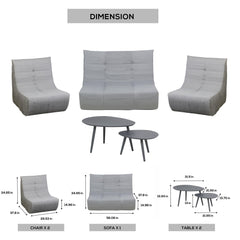 Deko Living 5-Piece Compressed Foam Loveseat, Sofa, Chairs & Table Set - CIF50 - The Home Selection