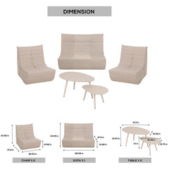 Deko Living 5-Piece Outdoor Compression Foam Loveseat Sofa Chairs and Table Set - The Home Selection