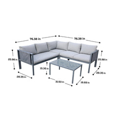 Deko Living 5 Place Seating Outdoor Gray Sofa and Table Set - COP30016 - The Home Selection