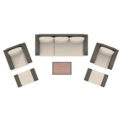 Deko Living 5 Place Seating Outdoor Wicker Sofa and Sofa Chair Set with Table - COP30 - The Home Selection