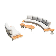 Deko Living 6 Place Seating Outdoor Aluminum and Teak Contour Sofa Set - COP30 - The Home Selection