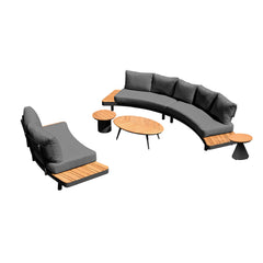 Deko Living 6 Place Seating Outdoor Aluminum and Teak Contour Sofa Set - COP30 - The Home Selection