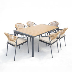 Deko Living 6 Place Seating Yellow Outdoor Patio Dining Chairs and Table Set - COP30703 - The Home Selection