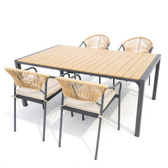 Deko Living 6 Place Seating Yellow Outdoor Patio Dining Chairs and Table Set - COP30703 - The Home Selection