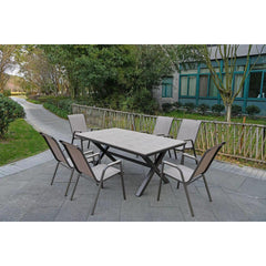 Deko Living 7 Piece Brown Outdoor Dining Chairs and Table Set - COP30702BWN - The Home Selection