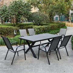 Deko Living 7 Piece Gray Outdoor Dining Chairs and Table Set - COP30702BLK - The Home Selection