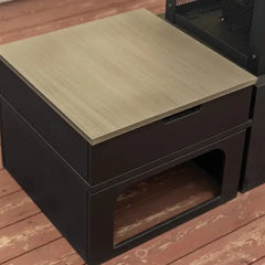 Deko Living 70" Rectangular Outdoor Steel Woodburning Fireplace with Log Storage Compartment & Side Tables - COB10513 - The Home Selection