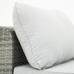 Deko Living 8 Piece Gray Outdoor Sectional Wicker Sofa Chairs and Tables with Interchangable Blue and Gray Cushion Covers - COP30111 - The Home Selection