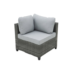 Deko Living 8 Piece Gray Outdoor Sectional Wicker Sofa Chairs and Tables with Interchangable Blue and Gray Cushion Covers - COP30111 - The Home Selection