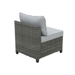 Deko Living 8 Piece Gray Outdoor Sectional Wicker Sofa Chairs and Tables with Interchangable Blue and Gray Cushion Covers - COP30111 - The Home Selection