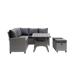 Deko Living Outdoor Wicker Sectional Sofa & Ottoman Set with Table - COP30006 - The Home Selection