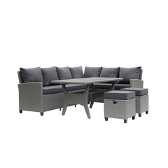Deko Living Outdoor Wicker Sectional Sofa & Ottoman Set with Table - COP30006 - The Home Selection