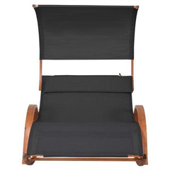 Deko Living Outdoor Wooden Frame Lounge Daybed with Black Upholstery & Canopy - COP20205BLK - The Home Selection