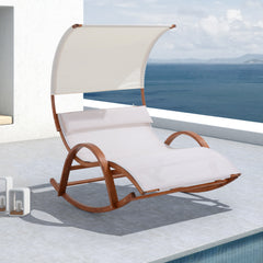 Deko Living Outdoor Wooden Frame Lounge Daybed with White Upholstery and Canopy - COP20205WHT - The Home Selection