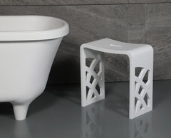 Alfi Designer White Matte Solid Surface Resin Bathroom / Shower Stool - ABST88