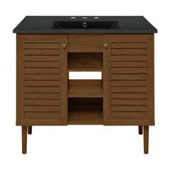 Swiss Madison Bron 36" Freestanding Bathroom Vanity with Black 3-Hole Widespread Sink Top - SM-BV6202