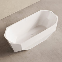 Swiss Madison Brusque 67" Diamond Shaped Soaking Freestanding Bathtub in Glossy White, Drain Included - SM-FB4001GW