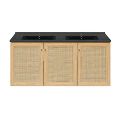 Swiss Madison Classe 48" Wall-Mounted Bathroom Vanity with Black Double Basin Sink Top - SM-BV2807