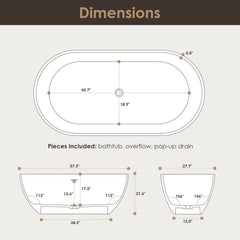 Altair Ryder 59" x 30" Solid Surface Soaking Bathtub with Integrated Overflow - 53360-BAT