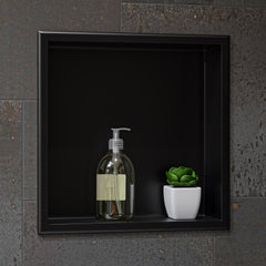 Alfi 16" x 16" Steel Square Single Shelf Shower Niche - Brushed Black PVD